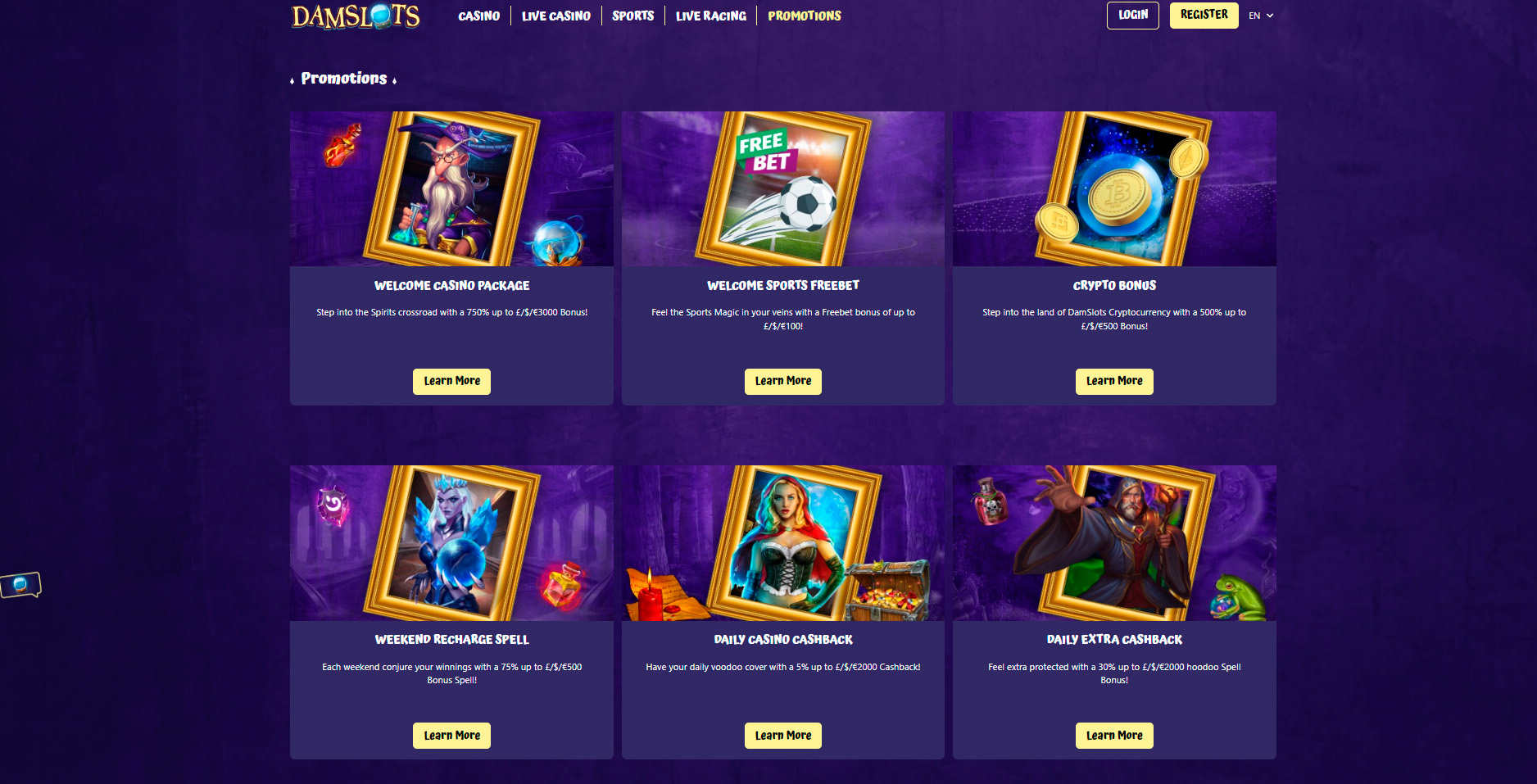 DamSlots Bonuses UI