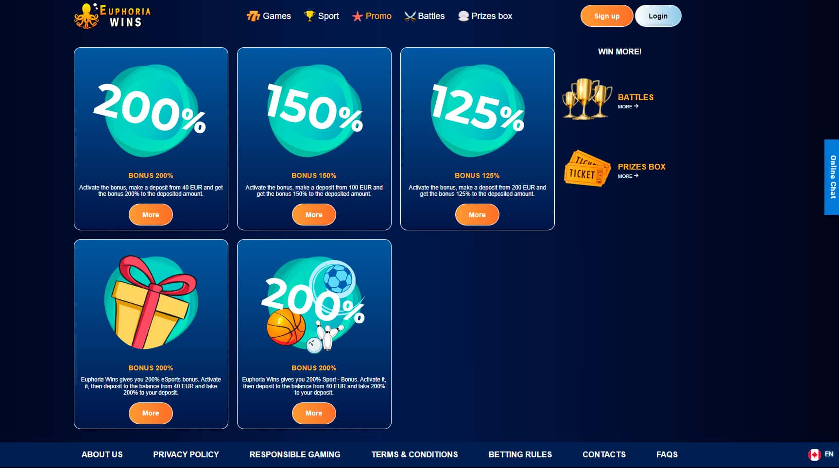 Euphoria Wins casino promotions