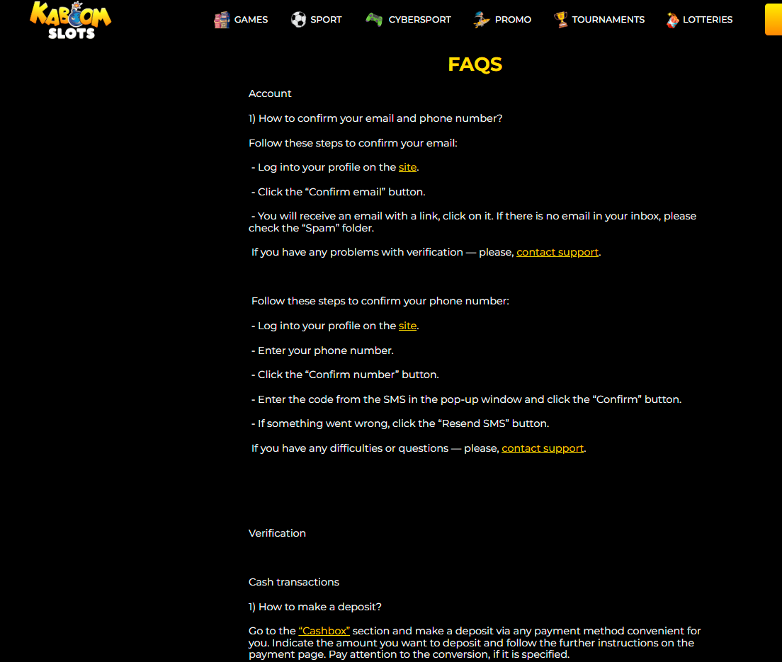 Kaboom Slots FAQ