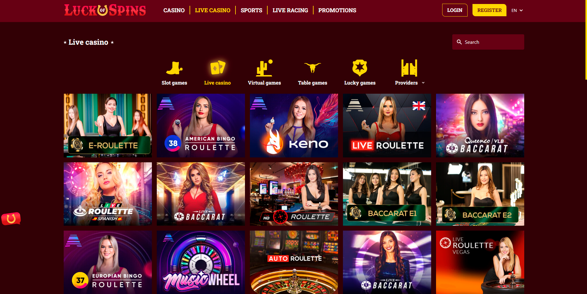 Luck of Spins live casino