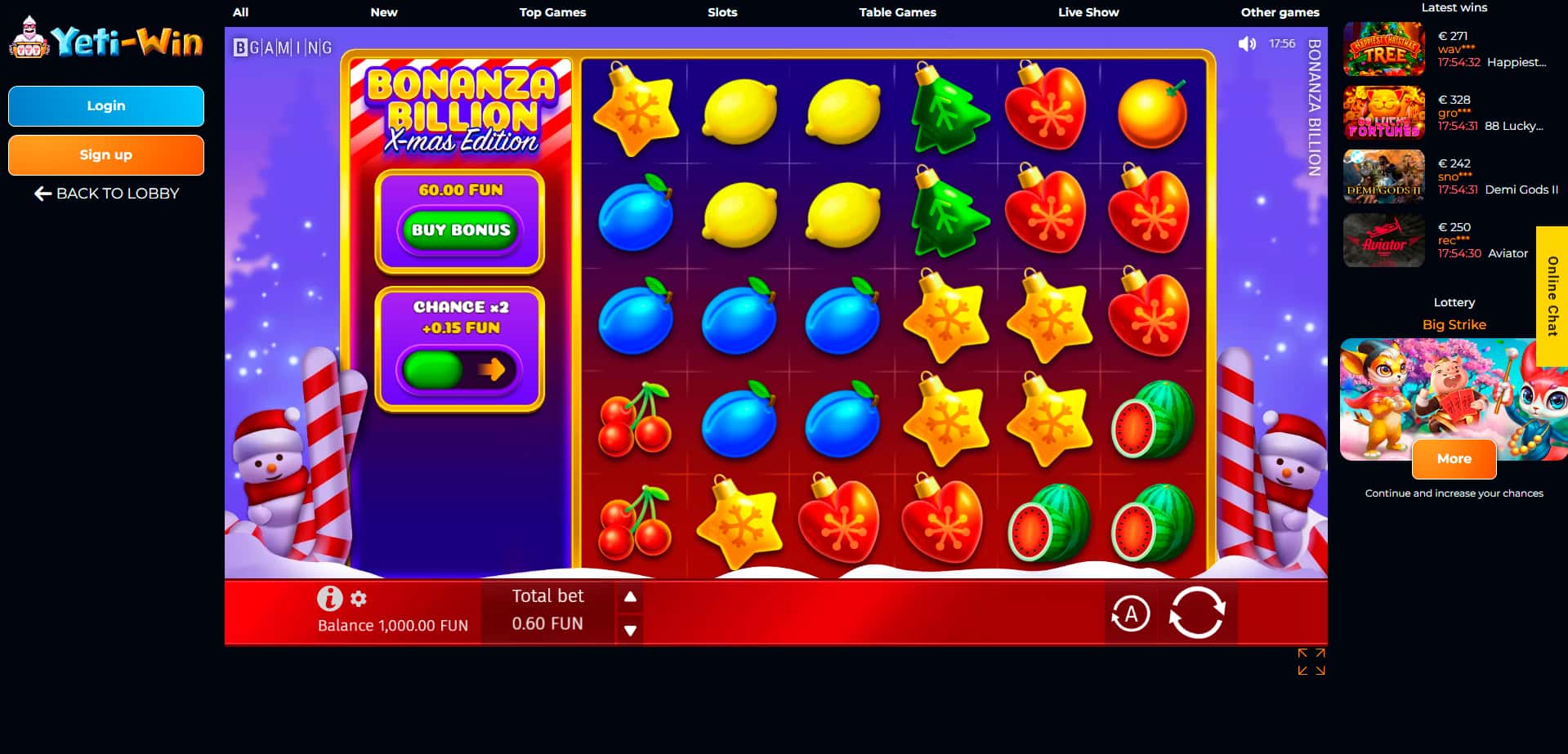 YetiWin demo game