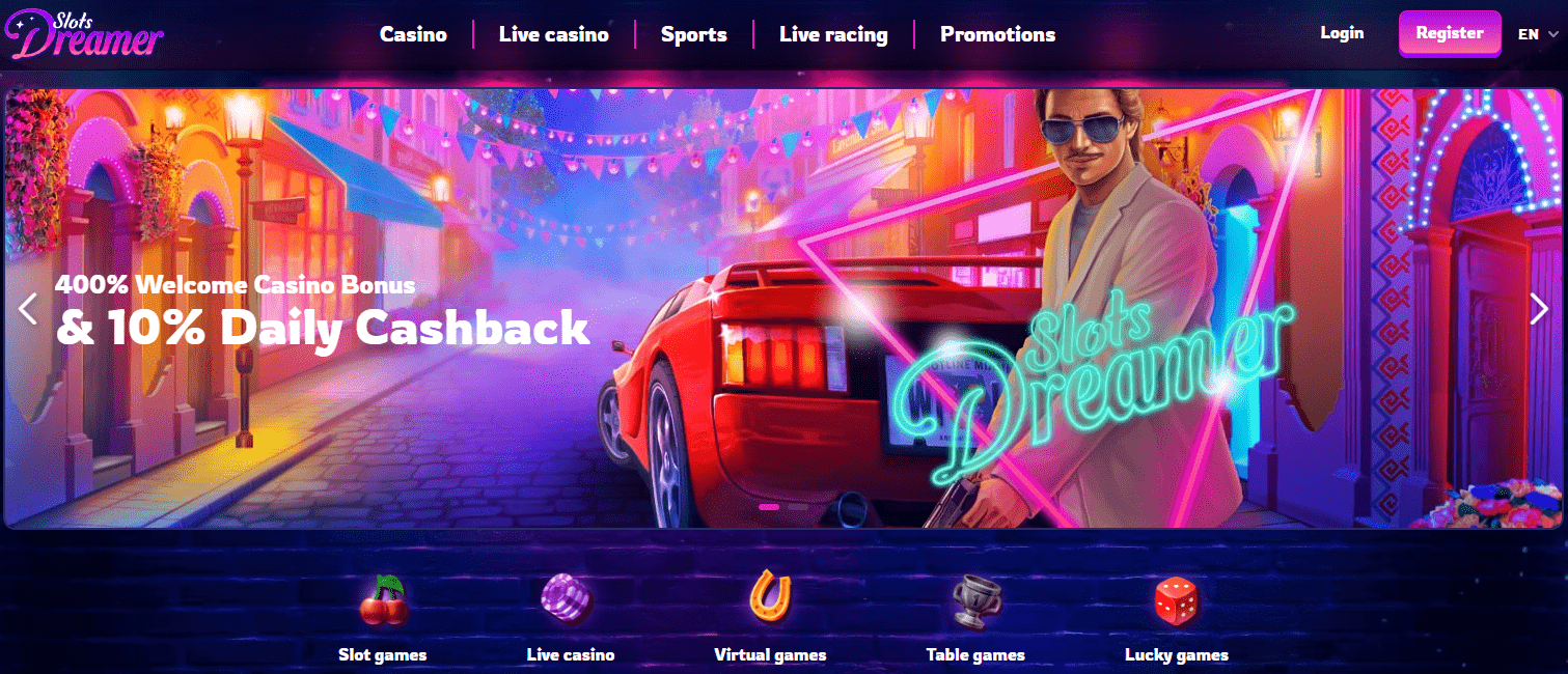 slots dreamer casino design and interface