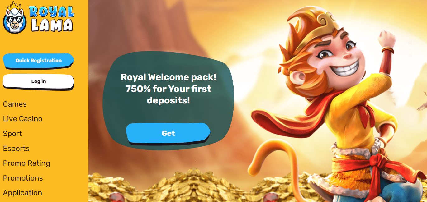 royal lama casino design and interface
