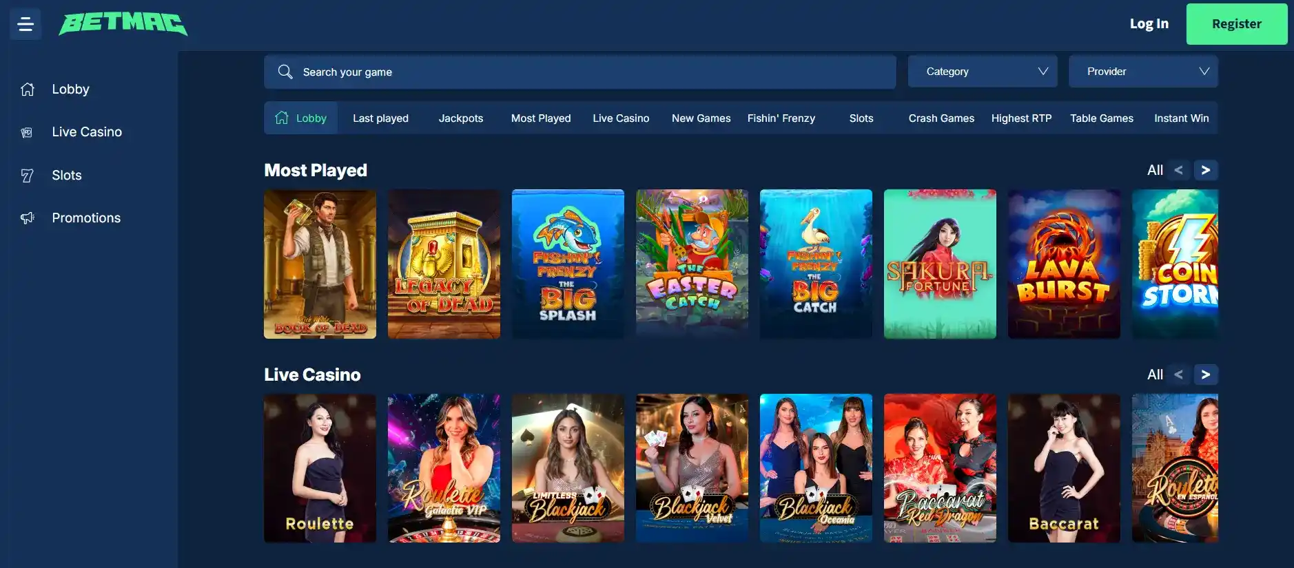 Betmac casino games