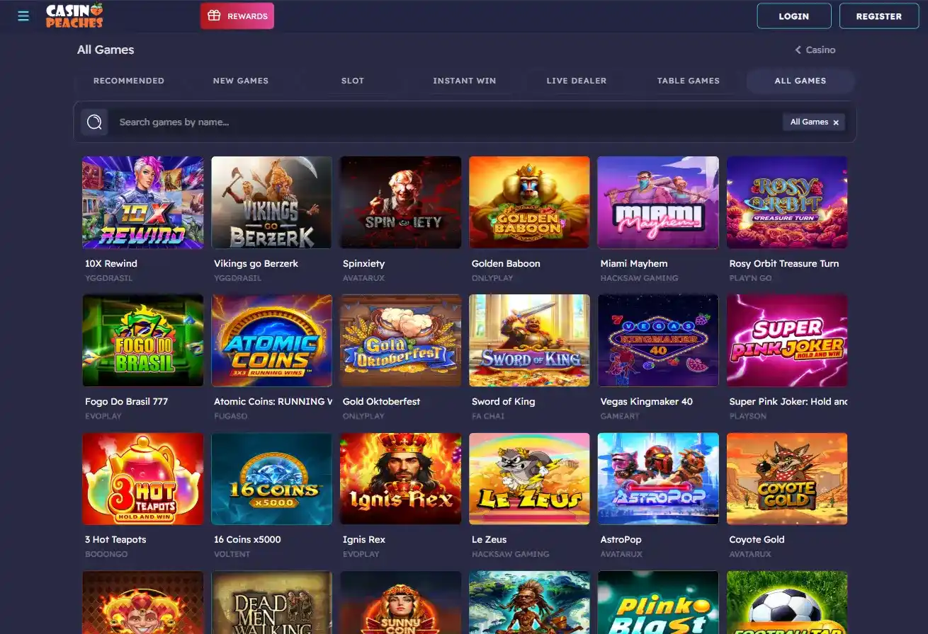 Casino Peaches Games